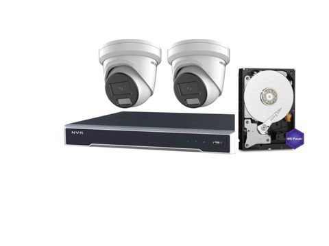 Hikvision 4 Channel 1TB M Series NVR kit with 2x 2387G2H 8MP Hybrid Turrets