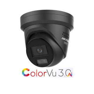 Hikvision 8MP Smart Hybrid Lt ColorVu + Acu 2.8mm Audio/Strobe Turret - BLACK