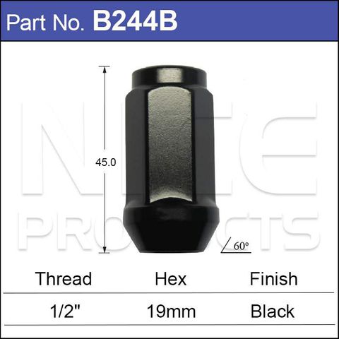 Black Nut 44mm 19mm Hex