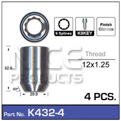 Lock nuts (4 pcs + key)