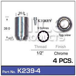 Lock nuts (4 pcs + key)