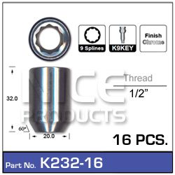 Lock Nuts 16+Key