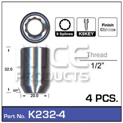 lock nuts (4 pcs + key)
