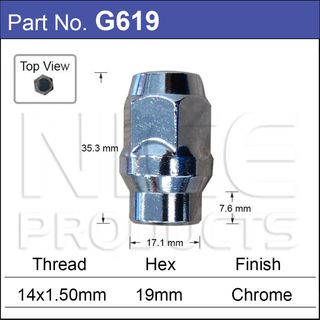 Shank and Taper Chrome Wheel  Nut