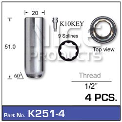 Lock nuts (4 pcs + key)