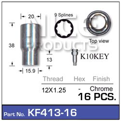 Chrome Nuts (set of 16 + Key)