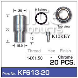 Chrome Nuts (set of 20 + key)