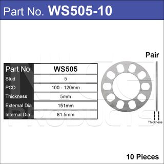Wheel Spacers 10pcs (5 Pairs)