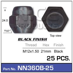 Wheel Nuts BLACK pk 25
