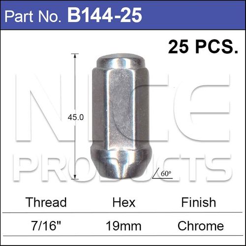 Chrome Nuts pk25