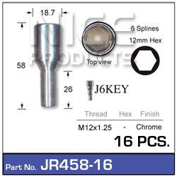 Chrome Nuts (set of 16 + Key)