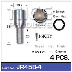 Chrome Nuts (set of 4 + Key)