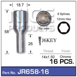 Chrome Nuts (set of 16 + Key)