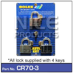 Padlock 70mm pk 3