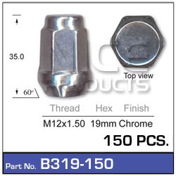 Chrome Nuts Pk150