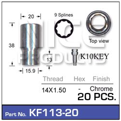 Chrome Nuts 20 + Key