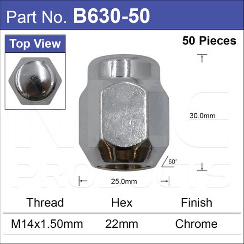 Chrome Nuts Pk50
