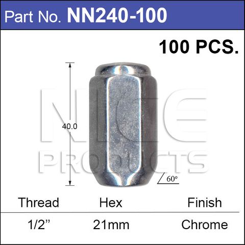 Chrome Nuts pk100
