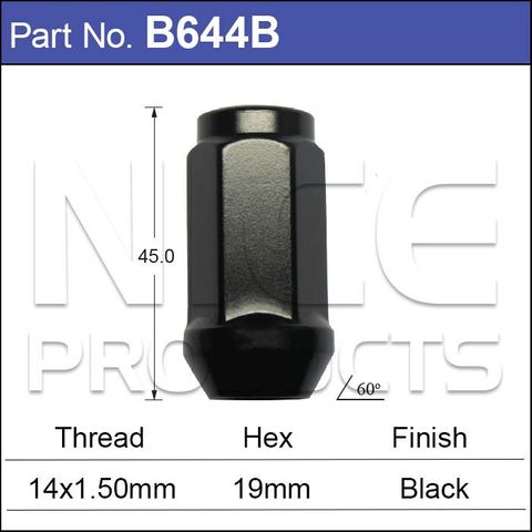 Black Nut 44mm Long 19mm Hex