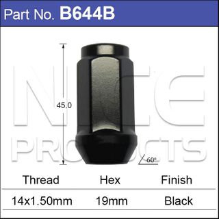 Black Nut 44mm Long 19mm Hex