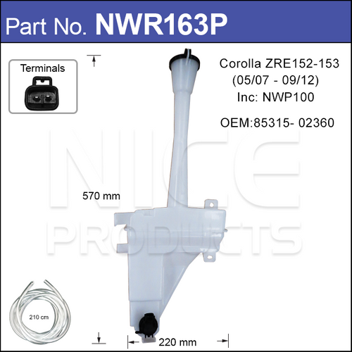 Washer Bottle With Washer Pump