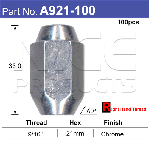 Chrome Nuts pk100
