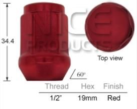 Red Wheel Nuts pk100