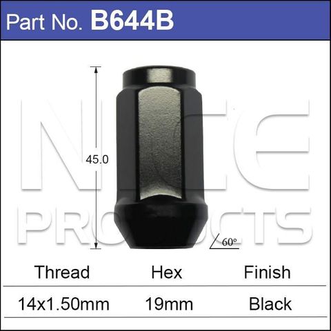 Wheel Nuts Black pk100