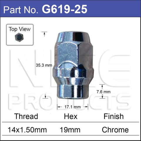 Chrome Nuts Pk25