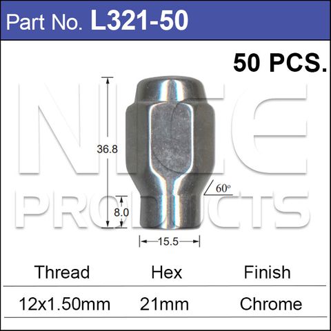 Chrome Nuts pk50