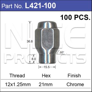 Chrome Nuts pk 100