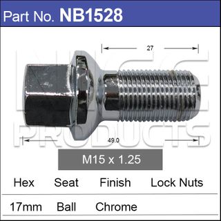 15x1.25  Wheel Bolt