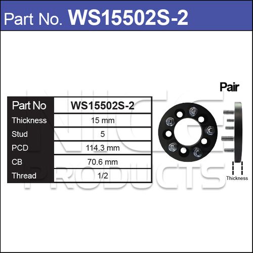 Wheel Spacer Plus Studs (PAIR)