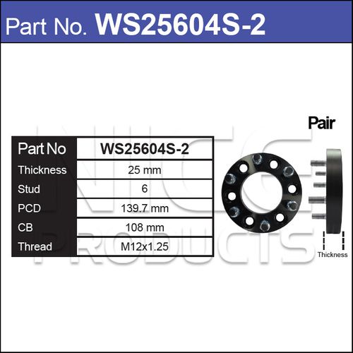Wheel Spacers + Studs PAIR