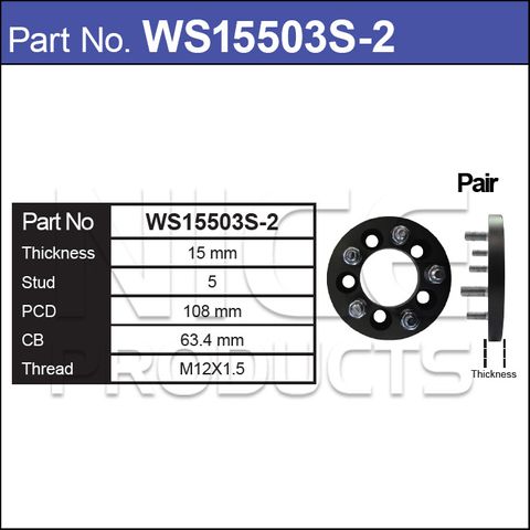 Wheel Spacer + Studs PAIR