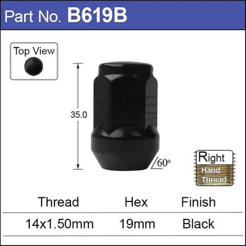Wheel Nuts Black pk100