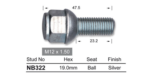 Wheel Bolt 12mm x 1.5