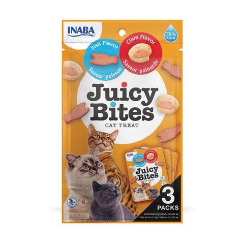 CAT JUICY BITES (FISH & CLAMS) 11.3gx3/8x2