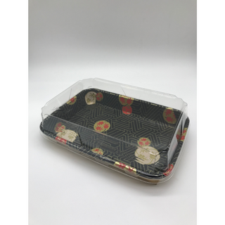 EP-03F KRAFT SUSHI TRAY  (WITH BLACK & CHERRY) SET 50P