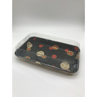 EP-07F KRAFT SUSHI TRAY  (WITH BLACK & CHERRY) SET 50P