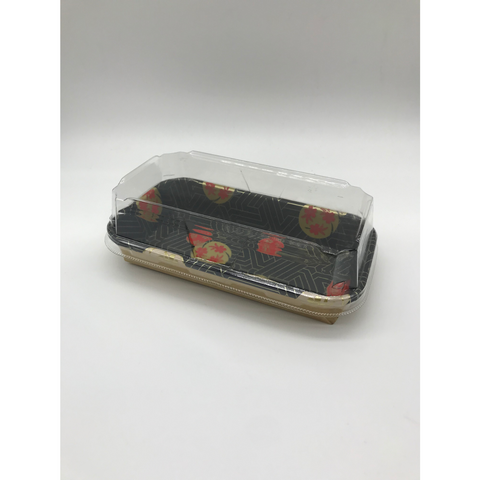 EP-01F KRAFT SUSHI TRAY  (WITH BLACK & CHERRY) SET 50P