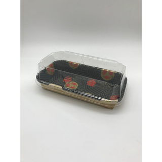 EP-01F KRAFT SUSHI TRAY  (WITH BLACK & CHERRY) SET 50P