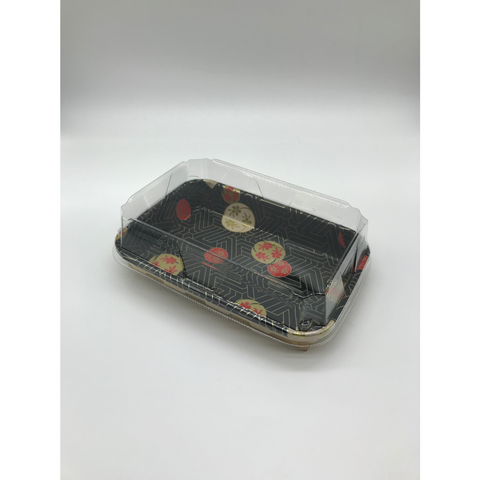 EP-05F KRAFT SUSHI TRAY  (WITH BLACK & CHERRY) SET 50P