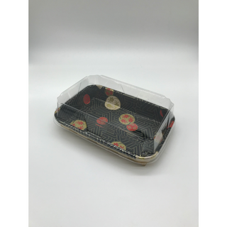EP-05F KRAFT SUSHI TRAY  (WITH BLACK & CHERRY) SET 50P
