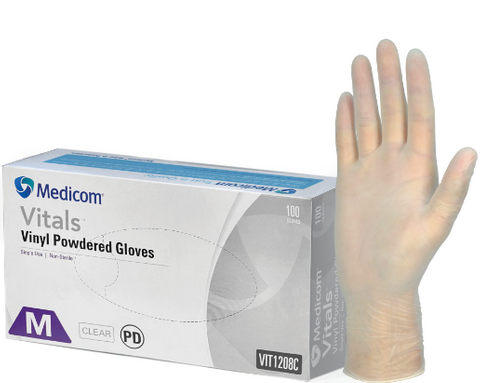 MEDICOM POWDERED CLEAR GLOVE M 100p/10