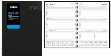 362120061 - 2026 Collins A53 Boston Diary Week To View Wiro, Black - 441036