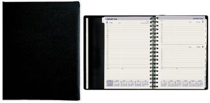 36313 - 2026 Collins Portfolio Diary Day To Page Wiro Tabbed, Black - 441627