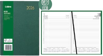 2026 Collins A51 Eco Diary, Day To Page, Green - 110304