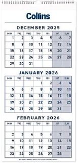 2026 Collins Wall Calendar Three Month To View 290x620mm - 441050