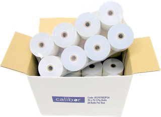 Bond Plain Paper Rolls 76x76mm 3-Ply - Box of 24